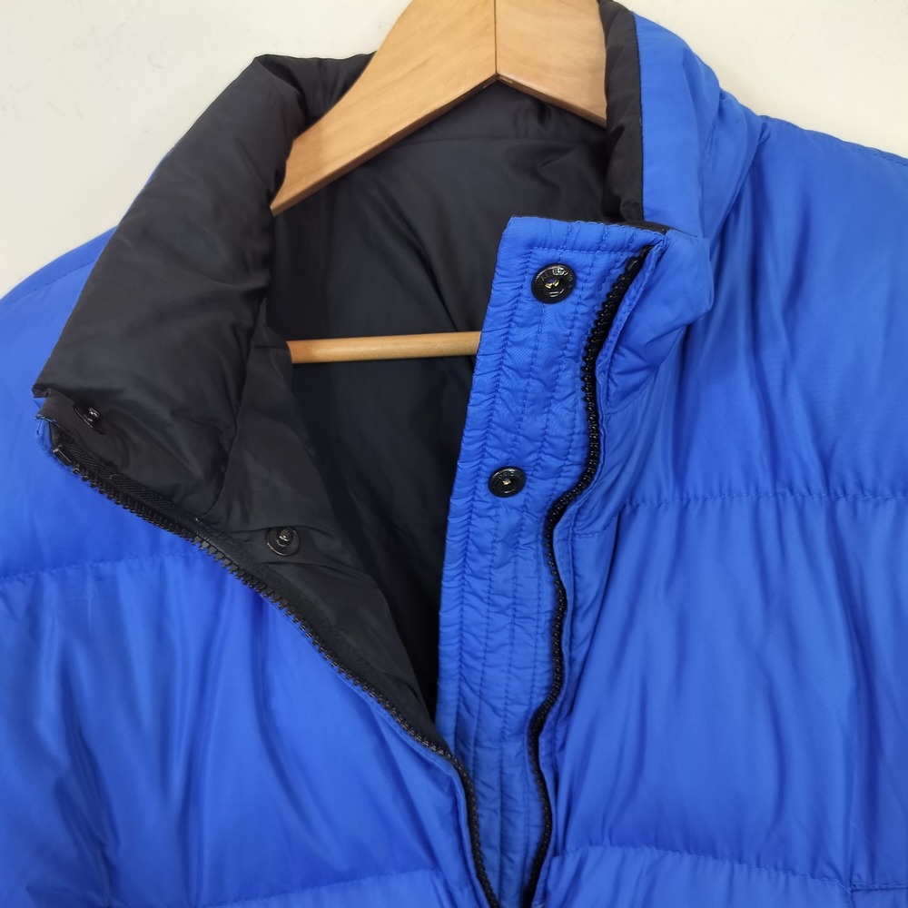 Lands End Reversible Down Puffer Jacket Womens Large 14-16 Petite Blue Black - Picture 4 of 11